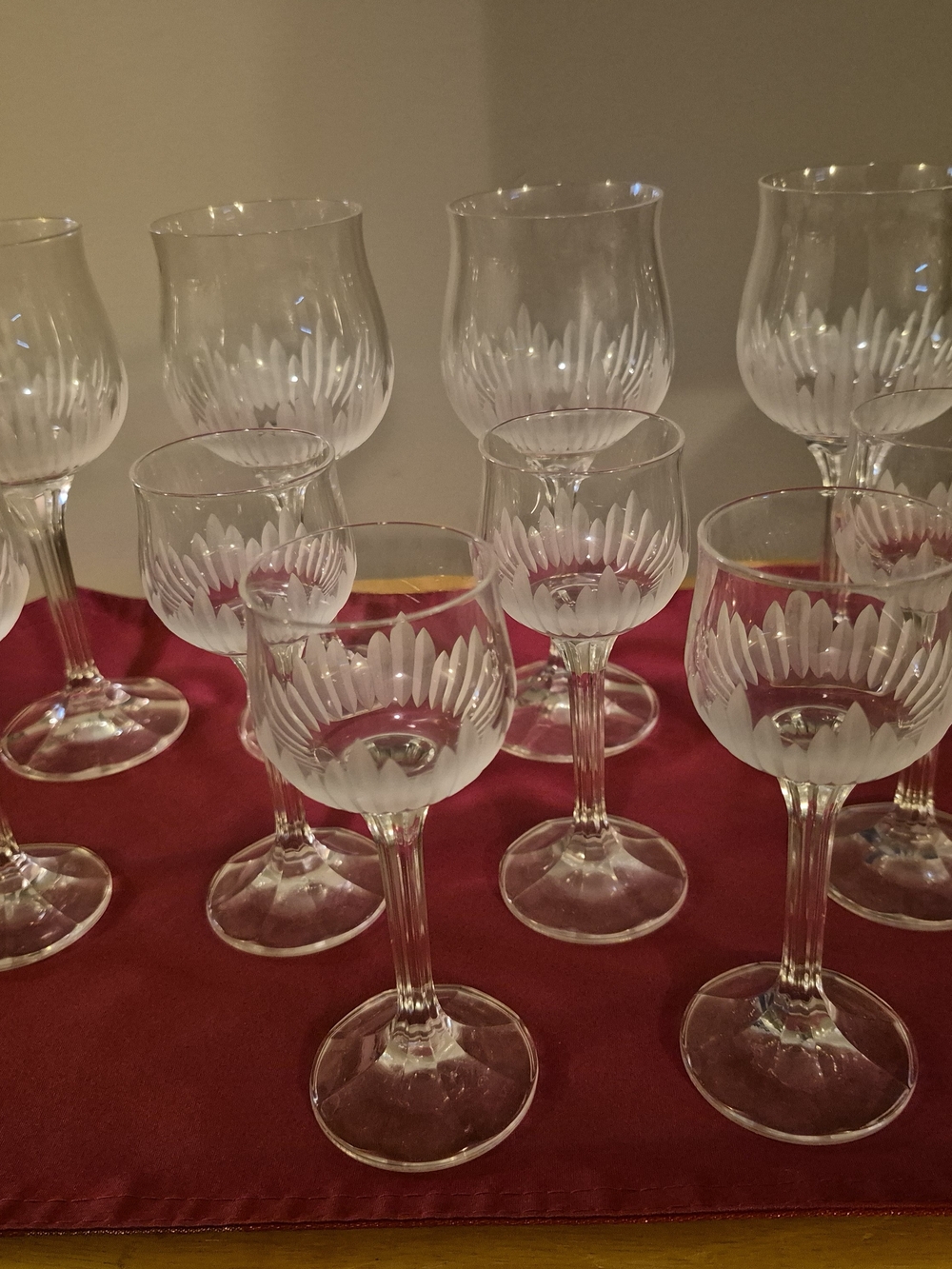 Cut Crystal Etched Wine And Sherry Glasses - Clear (Set)